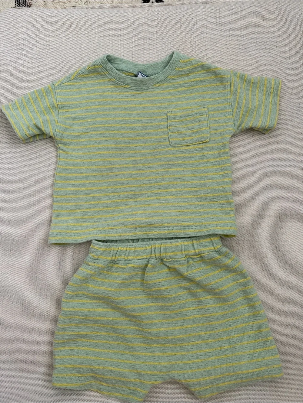 Old Navy Green & Yellow Striped Kids Pajama Set